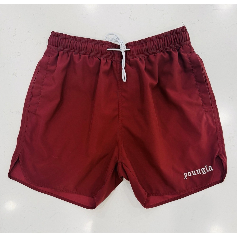 YoungLA Men's Burgundy 131 The Finest Short Size S Drawstring Elastic Waist